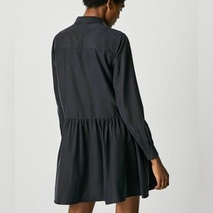 H&M Airy Almost Black Babydoll V Neck Shirt Dress